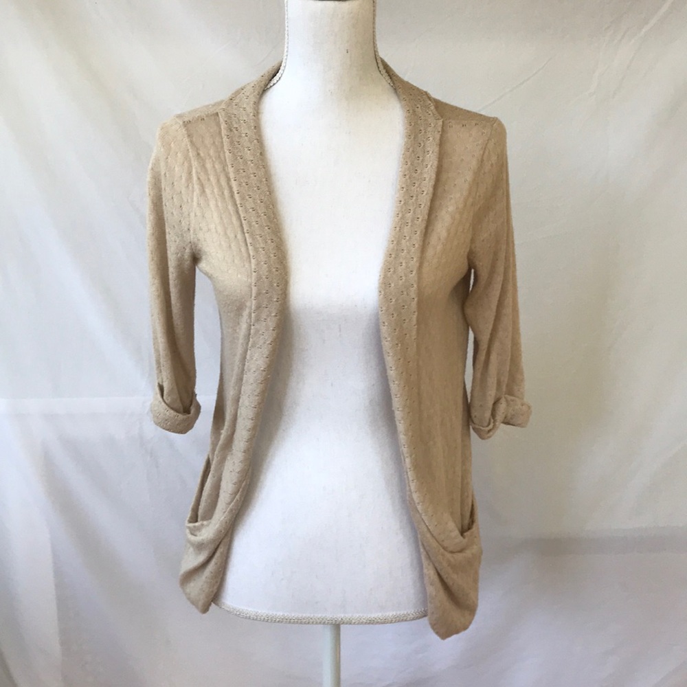 Kima Beige 3/4 Length Cardigan with Pockets!